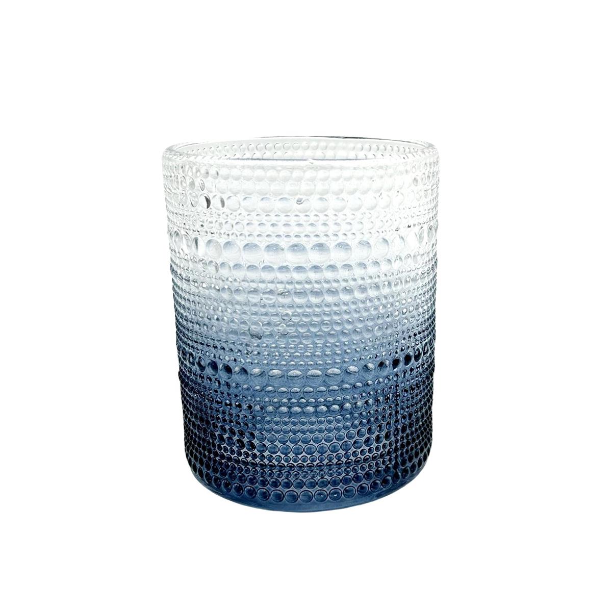 Ombre Embossed Blue Votive C/H, 4"Dx4.8"H, traybox