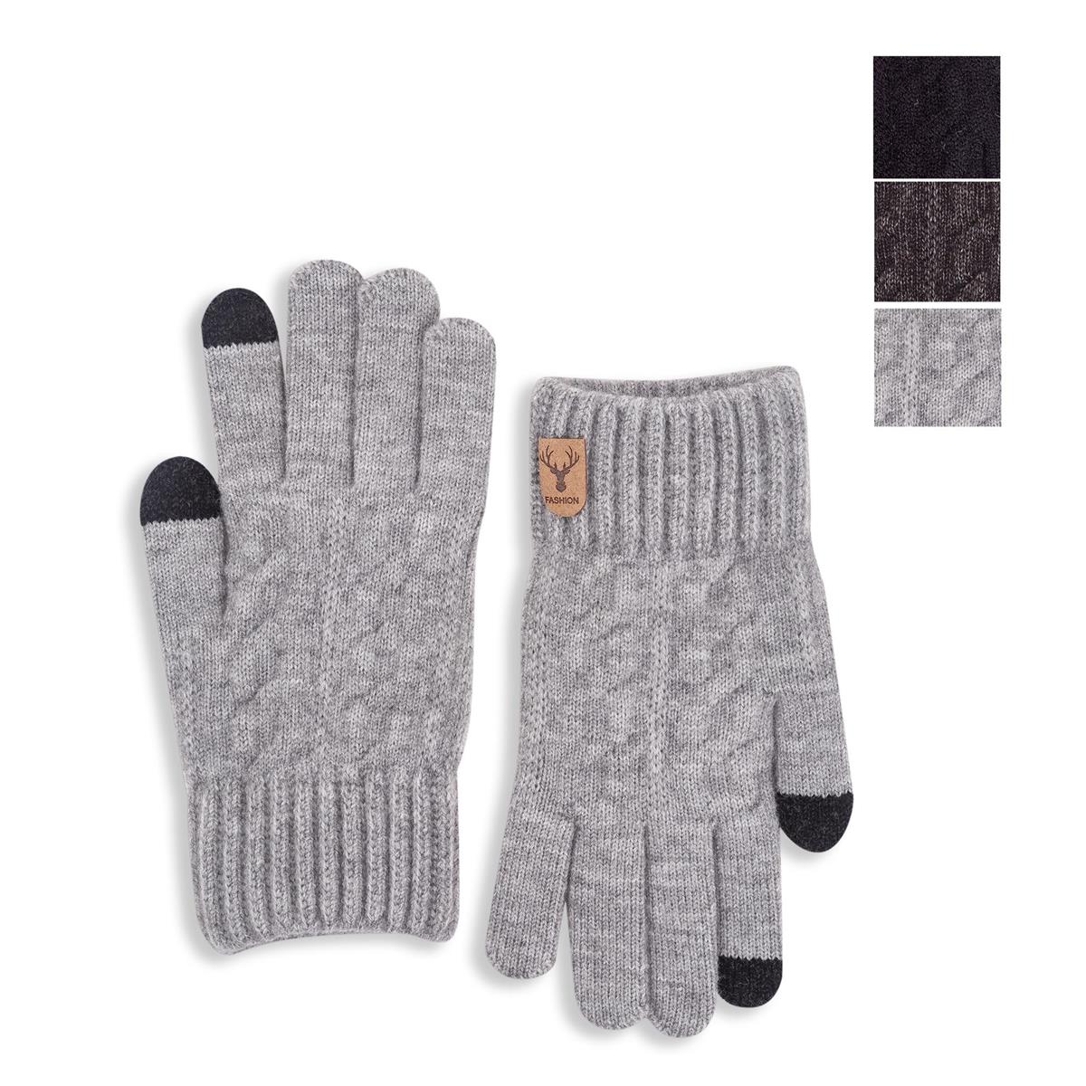 Nordic T. Cable Knit Glove w Touch, 3 asst,j-hook w ht