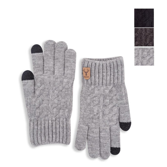 Nordic T. Cable Knit Glove w Touch, 3 asst,j-hook w ht