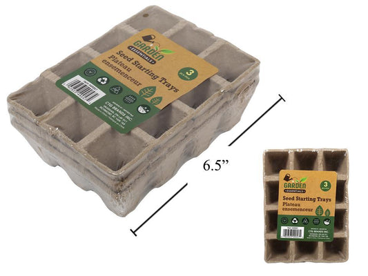 Garden E. 3pcs Seed Starting Trays, 6.5"x4.5x2",shrinkwrap w/col. label