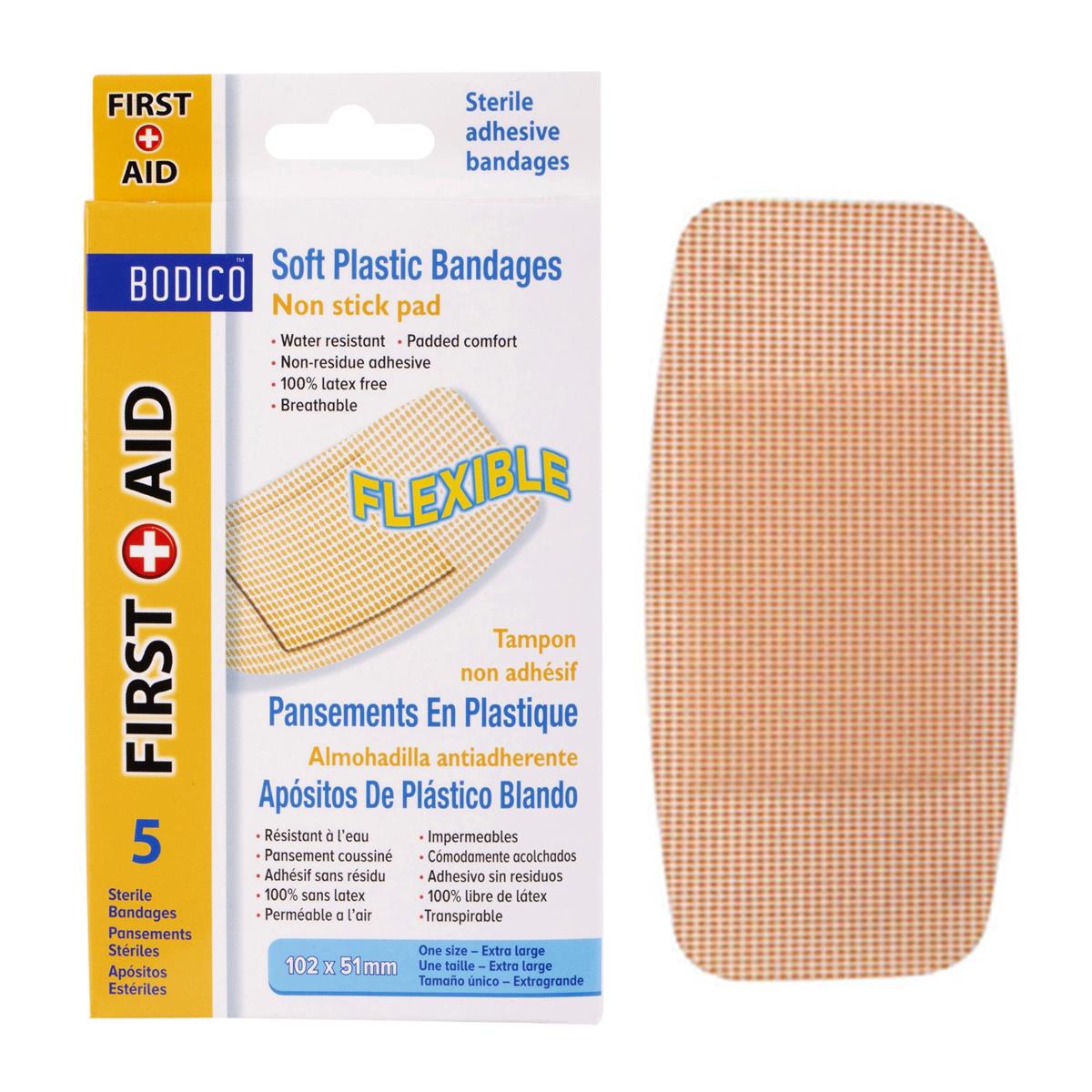 Bodico, Plastic Adhesive Bandage 5-pk,one size, col box,(HZ)