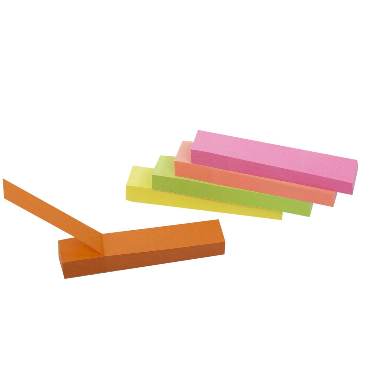 O.WKs.100-sheet Sticky Notes,  5-pack 76x15mm,  Neon Col., pbh