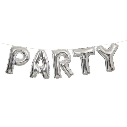 Silver Party Foil Letter Balloon Banner Kit  14"