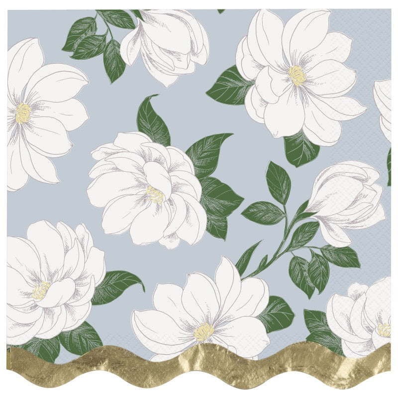 Garden Party Scalloped Dinner Napkins  16ct - Foil Stamping