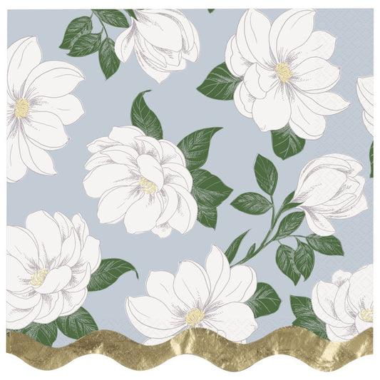 Garden Party Scalloped Dinner Napkins  16ct - Foil Stamping
