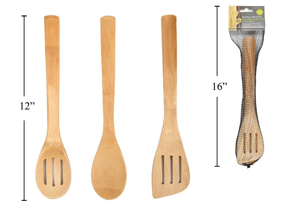 L.Gourmet 3-pc Bamboo Utensil Set, net bag w/ header card (CP)