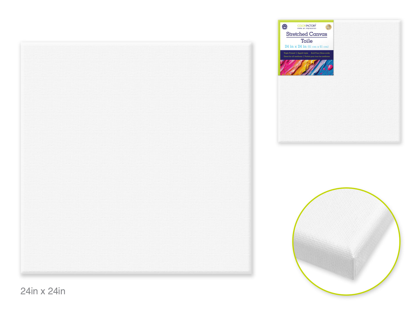Stretch Artist Canvas: Square 24"x24" Primed Back-Stapled