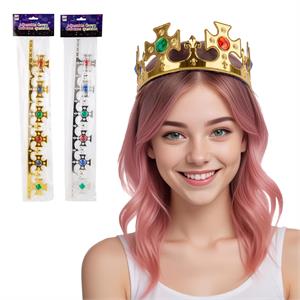 Party Gear Plastic Gold/Silver King  Crown, 2asst., pbh
