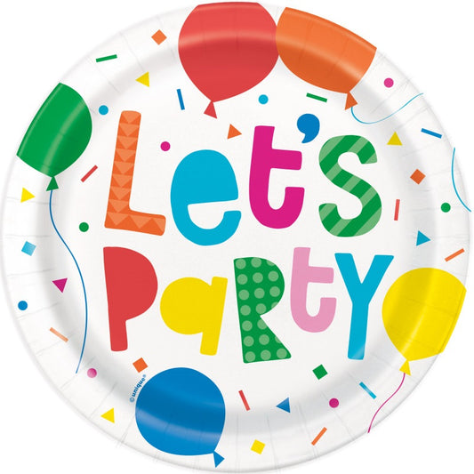 Colorful Balloons Round 7" Dessert Plates  8ct
