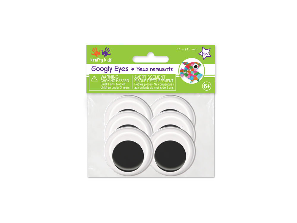 Paste-On Googly Eyes: 40mm Asst x6 Black Standard