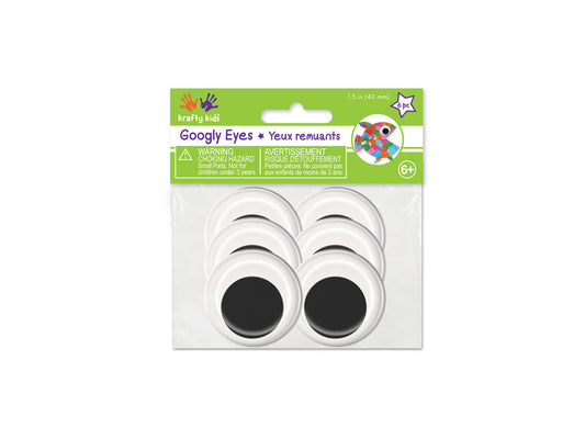 Paste-On Googly Eyes: 40mm Asst x6 Black Standard