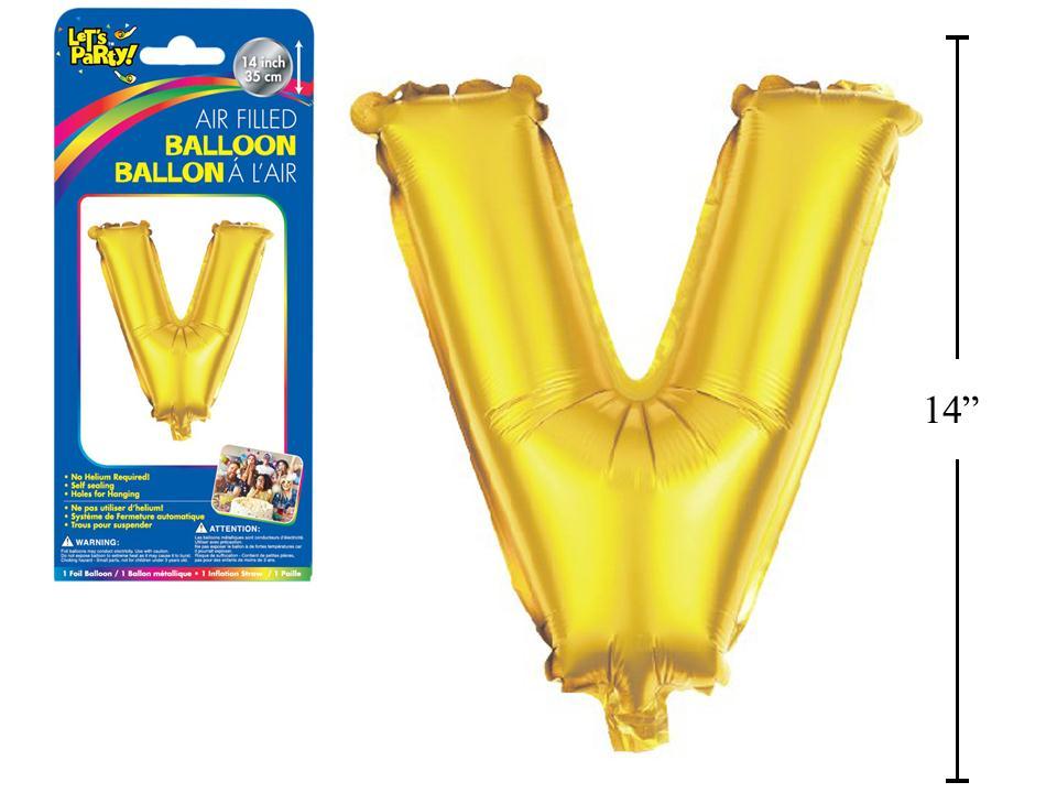 Let's Party "V" Gold Air Filled Balloon,14"