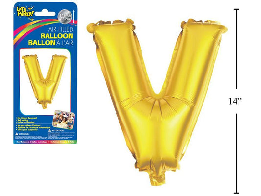 Let's Party "V" Gold Air Filled Balloon,14"