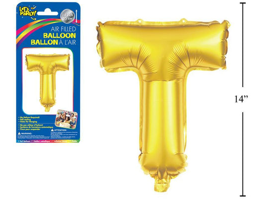 Let's Party "T" Gold Air Filled Balloon,14"