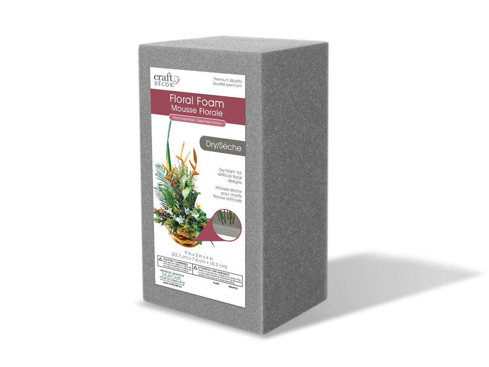 Floral Foam: For Dry/Synthetic Flowers 9"x3"x4" Shrinkwrapped 046501408945