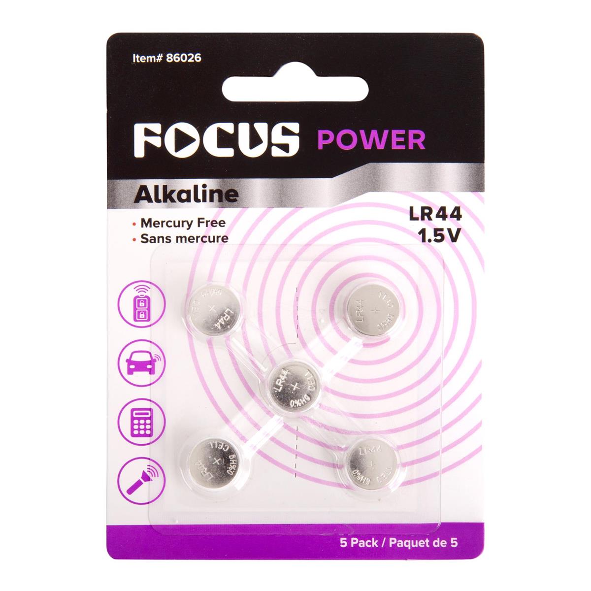 Focus E. 5pcs Coin Cell Battery LR44 Alkaline Mercury Free, B/C