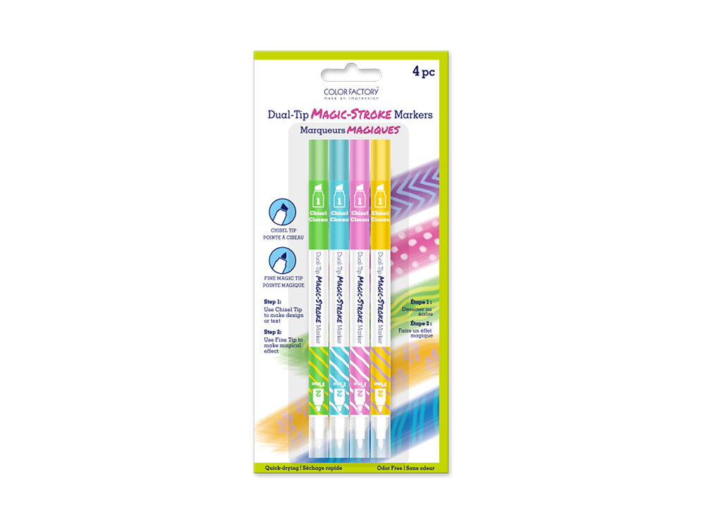 Color Factory: Magic-Stroke Dual-Tip Markers 4pk (Asst) B) Pastels