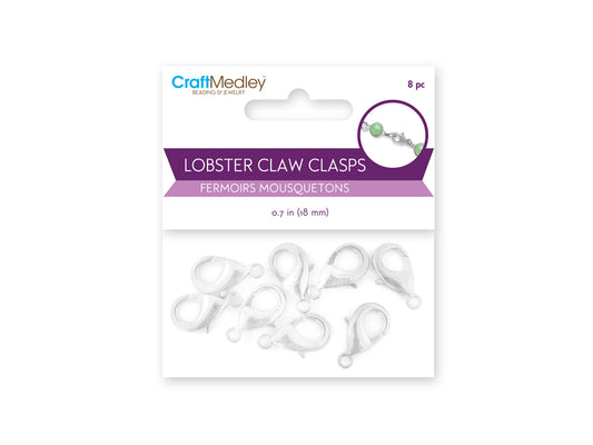 Jewelry Findings: 18mm Lobster Claw x8 w/Clasp B) Silver