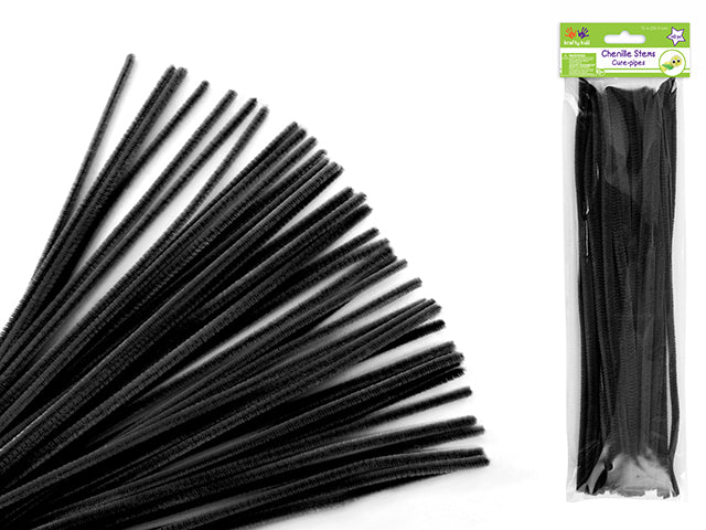 Chenille Stems: 6mmx30cm Standard Pipe Cleaners 40pc B) Black