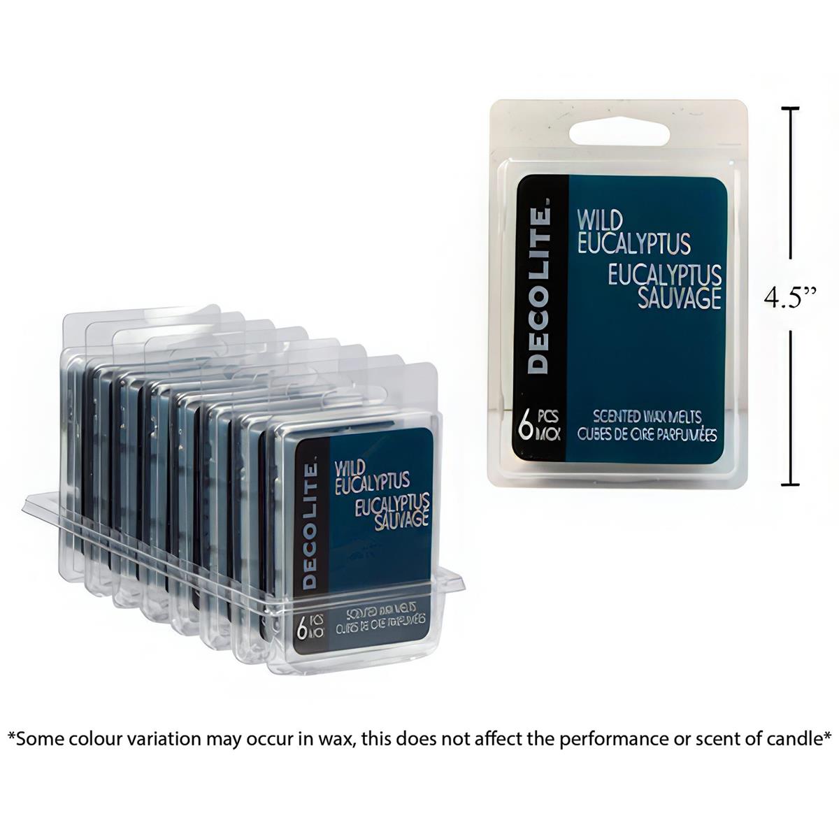 DecoLite 6pc Scented Wax Melts,  Wild Eucalyptus, tray