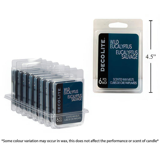 DecoLite 6pc Scented Wax Melts,  Wild Eucalyptus, tray