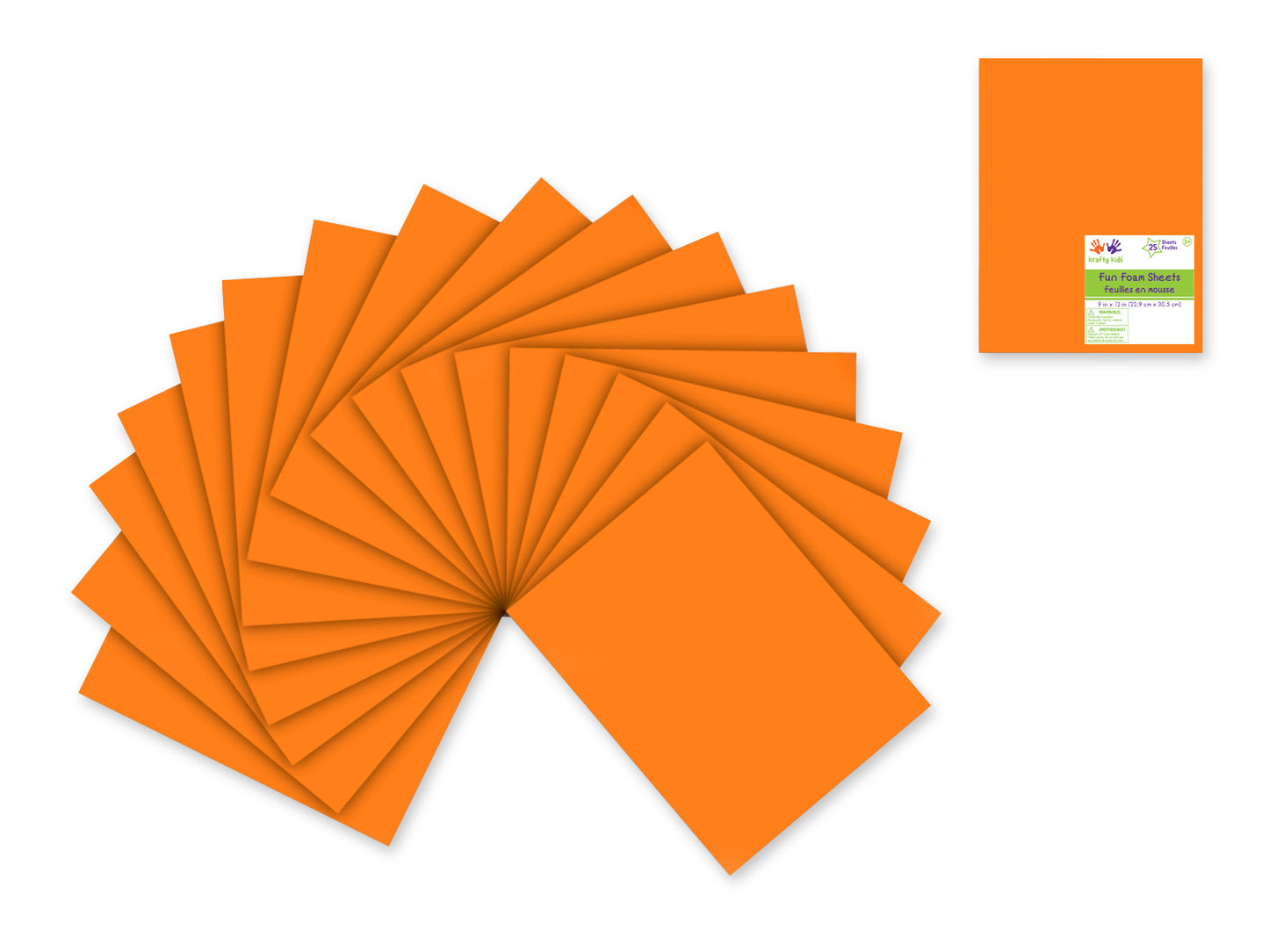 Fun Foam Sheets: 9"x12" Bulk 2mm(T) Barcoded Sheets F) Orange