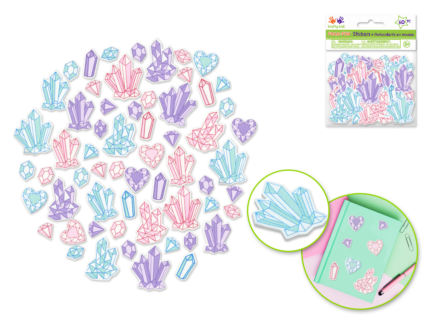 Krafty Kids: Foam-Fun 3D Stickers Themed F) Crystals & Gems (Copy)