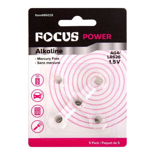 Focus E. 5pk AG4/LR626 Battery Alkaline Mercury Free