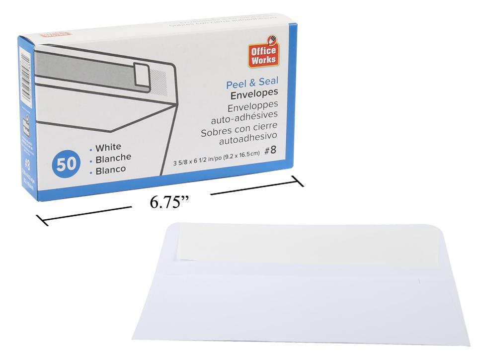 O.WKs. 50-pc #8 Peel & Seal Envelopes