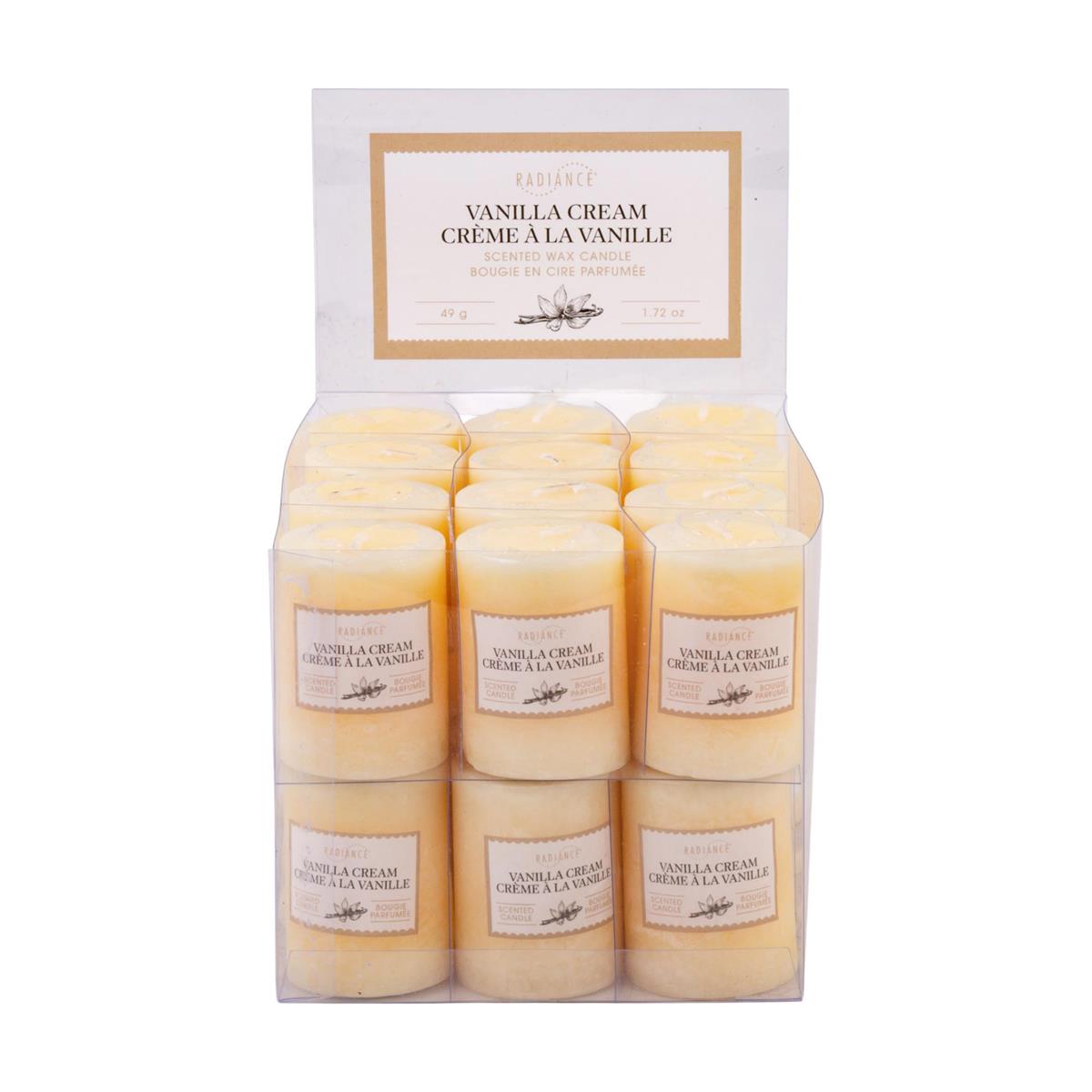 Frosted Scented Votive Candle, 2"H, Vanilla Cream, 24/PDQ