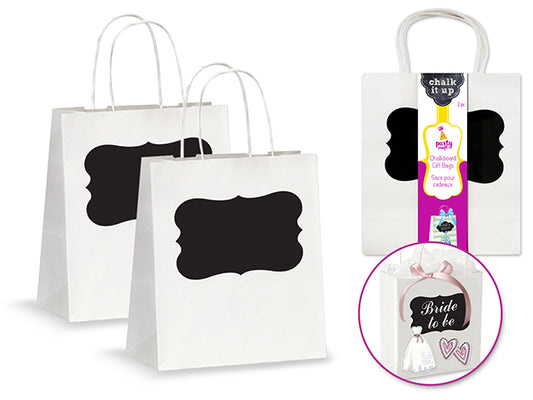 Party Craft: 8"x10"x4" Chalk-It-Up Gift Bags 2pk A) White