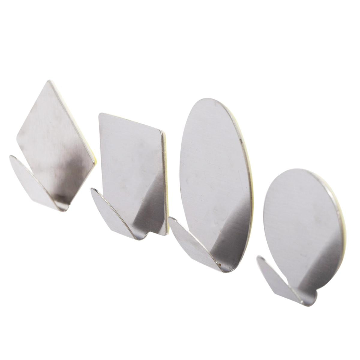 H.E. 4-pc S/S Hooks, Self Adhesive, 4 styles, b/c