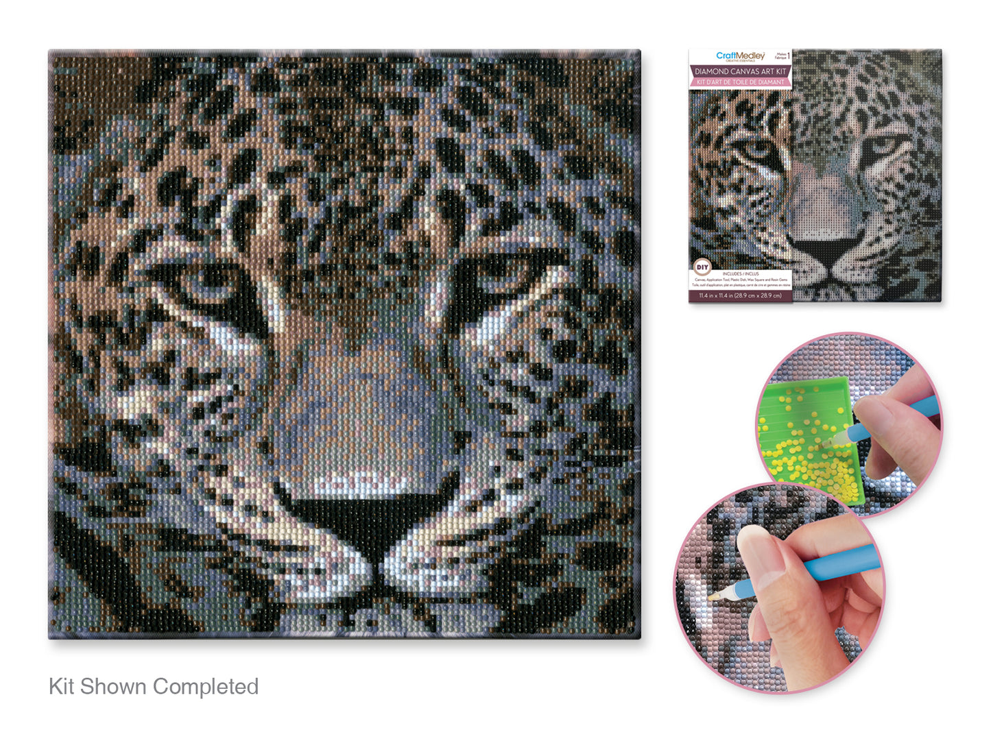 Stretch Artist Diamond Painting Canvas Kit: 11.4"x11.4" Primed Back-Stapld A) Leopard