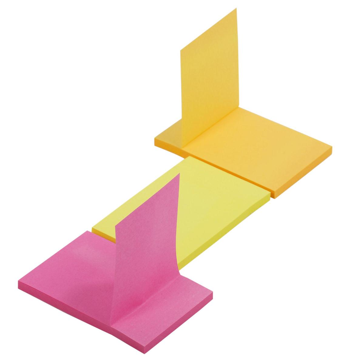 O.WKs. 50-sheet Sticky Notes,  3-pack 76x50mm, Neon Col., pbh