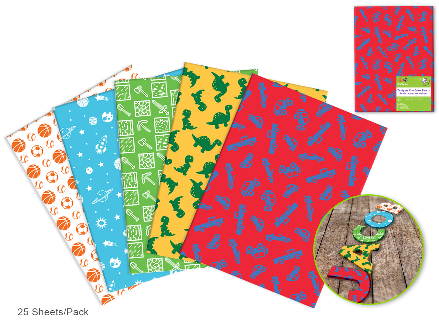 Fun Foam Sheets: 9"x12" 2mm Designer Foam Asst 5eax5Styles I) Lil' Dude