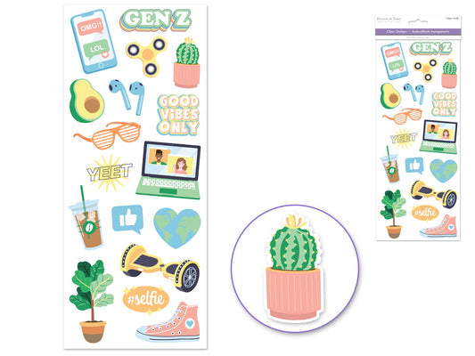 Paper Craft Sticker: 5"x12" Classic Themes 'Clear' Photo Safe 12) Generation Z