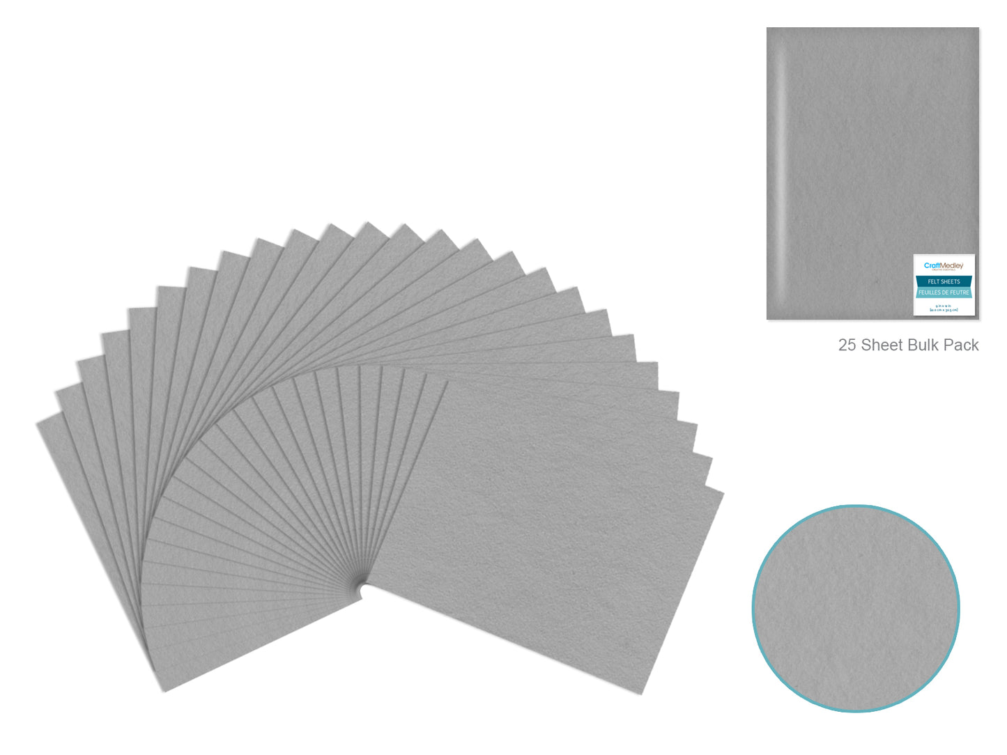 Felt Sheets: One 9"x12" Premium Bar-Coded G) Grey Silver