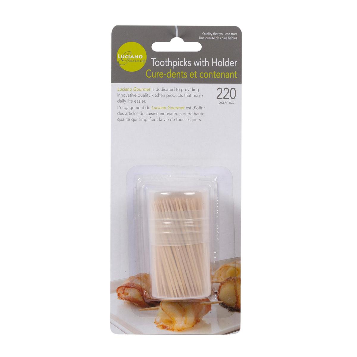 L.gourmet 220-pc Toothpicks w/ Holder, b/c (=#80090-HC)(CP)