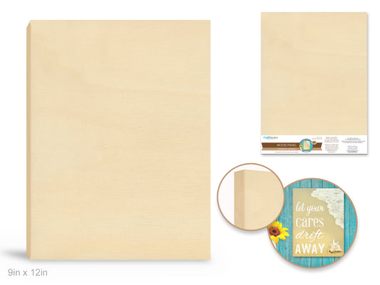 Wood Craft: 9"x11.6" DIY Art Panel Natural 0.7" Deep