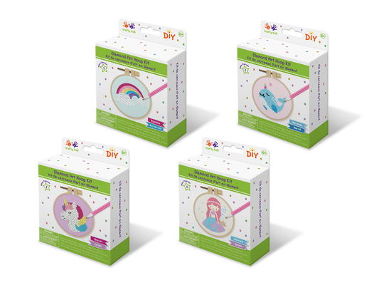 Krafty Kids Kit: Diamond Painting DIY Embroidery Hoop Kit B) Fantasy Frolic