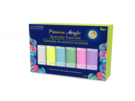 Color Factory: 4oz Premium Acrylic Paint Set 6x120ml Tubes B) Pastels