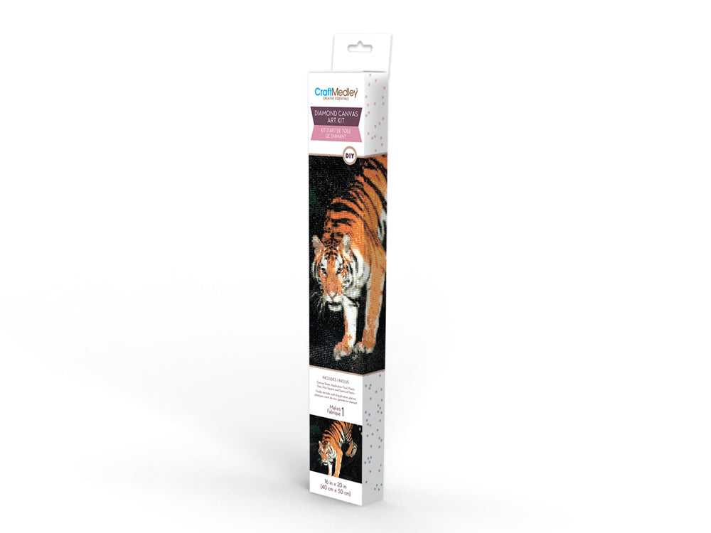 Craft Medley Kit: Diamond Painting Art Kit 15.8"x19.7" w/Gems+Tool+Tray L) Bengal Tiger