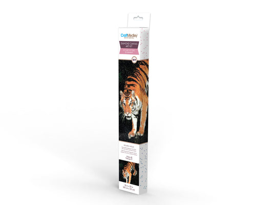 Craft Medley Kit: Diamond Painting Art Kit 15.8"x19.7" w/Gems+Tool+Tray L) Bengal Tiger