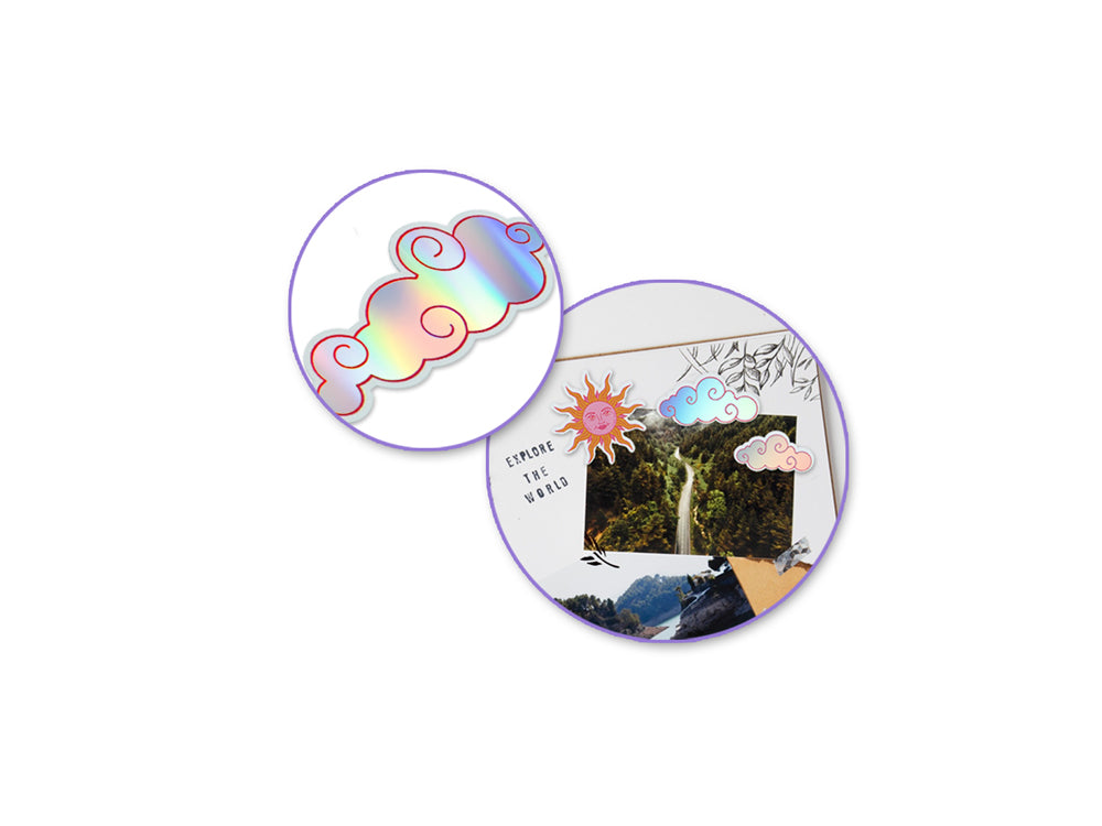 Paper Craft Sticker: 3.9"x7.5" Vinyl Holographic A) Celestial