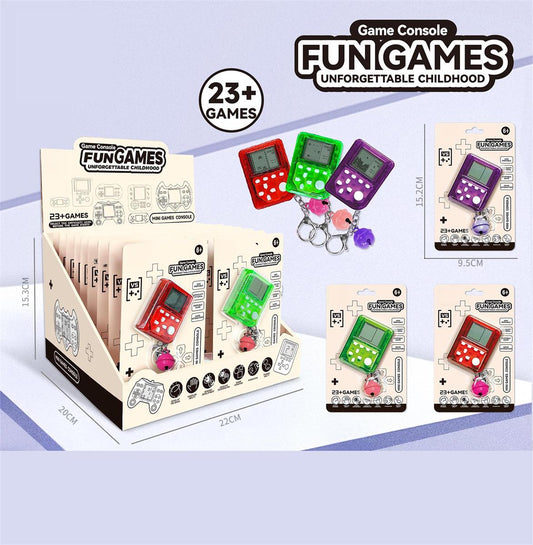 Mini Block Puzzle Game Console w/Keychain, 3 Asst., 18pcs/dsp, batt incl.,  2*AG13