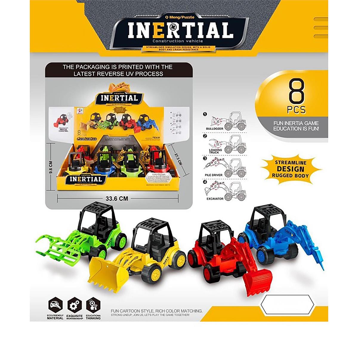 Friction Construction Vehicle, 4 Asst., 8pcs/dsp