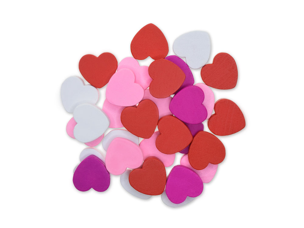 Craftwood: Wooden Thick-Bits 30pc 6mm(T) B) Hearts Multi
