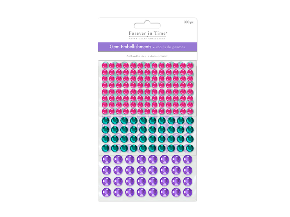Paper Craft Embellishments: 6/8/10mm Gems x300 Peel-n-Stick B) Glam
