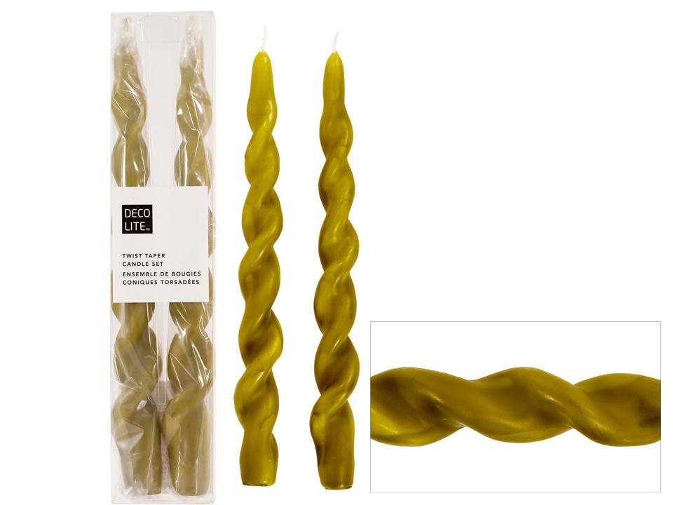 Deco Lite Spiral Tapers Set/2, 10", Moss, PVC box