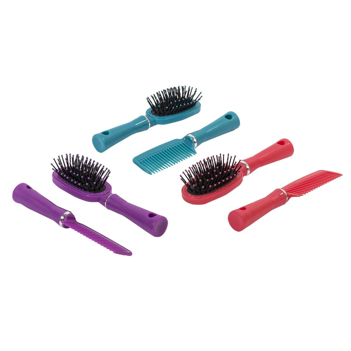 Bodico, 2pcs Hair Brush & Comb Set 3 col, Tie on card